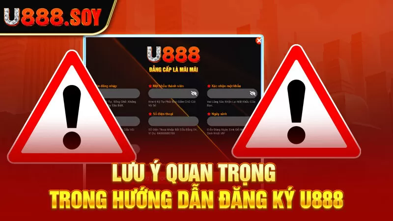 Lưu ý quan trọng trong hướng dẫn đăng ký U888